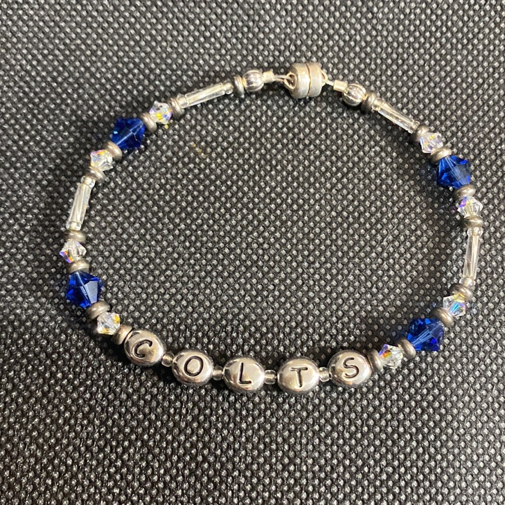 New blue beaded “Colts” bracelet